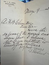 1898 Dr. I.H. Lent Middletown NY Handwritten Letter picture