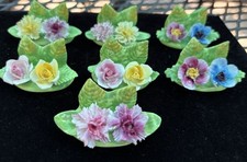RARE Set Of 7 Coalport Green Floral Place Holders Made In England picture