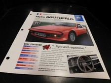 1980-1983 Matra Murena Spec Sheet Brochure Photo Poster  1981 1982  picture