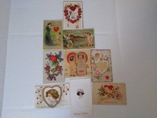 Vintage Antique Valentines Day Cards 9 Pc Lot Early-Mid 1900's picture