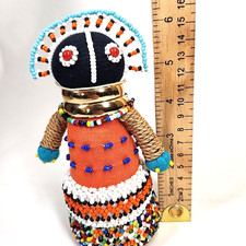 Vtg Ndebele South African Fertility Doll Folk Art Handmade Beaded Colorful 6.25
