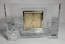 $546 Bulova Quartz Alarm Desk Clock B9803 clear crystal 5.5”H x 8”L x 1.5”W work picture