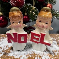 Vintage Brinns Christmas Angels NOEL Salt & Pepper Shaker Set picture
