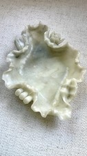 Large Chinese Style Carved Lotus Leaf Stone Brush Washer Jade Nephrite Like 10in picture