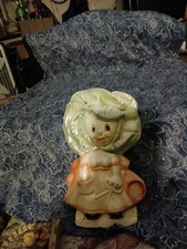 vintage chalkware anthropomorphic  lettuce lady wall plaqce 1940 to 1950 picture