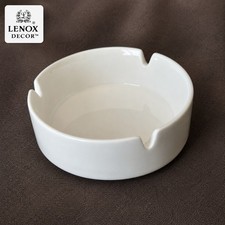Lenox Decor Vintage White Porcelain Ashtray 3 Cigarette Rest MCM Mid Century picture