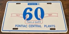 Pontiac Central Plants Booster License Plate General Motors GM 60 Year Michigan picture