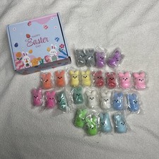 2 1/4” flocked peeps bunny Bunnies Lot Of 24 Happy Easter Party Gifts picture
