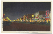 LINEN Postcard      MAIN STREET AT NIGHT  -  PRICE, UTAH picture