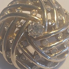 Clear Rhinestone Vintage Brooch Twist Pin Gold Tone pat number 2066969. 1