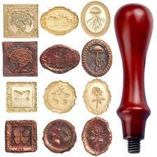 7pcs Vintage Wax Stamp Seal Kit,Wax Head and Wooden... picture