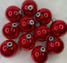 Set Of 11 Vintage Red SHINY BRITE 2” Glass Ball Ornaments picture