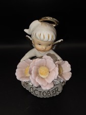Vintage Geo Z Lefton October Cosmos Rose Zircon 489 Porcelain Figurine EUC picture