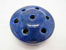 Vintage Blue Glaze Pottery Flower Frog ~ 7 Holes ~ 3.5