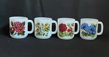 4 Vintage Glasbake Milk Glass Mug Cup Stacking In The Language Of Flowers picture