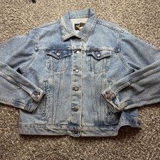 Harley Davidson 100th Anniversary Womens XL Denim Jacket Winged Logo T2 picture