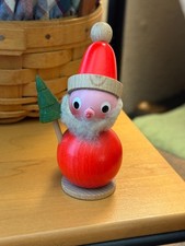 Vintage Wooden Santa Figurine 3.5