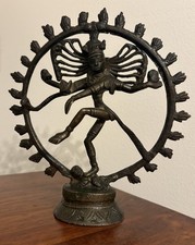 Vintage Indian Bronze Shiva Nataraja Statue Cosmic Dancer Hindu Deity Figurine picture