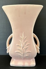 Vintage McCoy Pottery Vase Double Handled Pale Pink 1940's picture