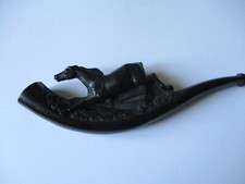 Whitby Jet horse cheroot holder antique Victorian leaping horse RARE picture