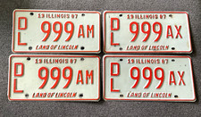 WOW 2 PAIR OF ILLINOIS LICENSE PLATE PLATES 1987 BOTH 999 picture