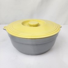 1940s Hall China for GE Blue & Yellow 2 Handle Refrigerator Dish w/Lid Excellent picture