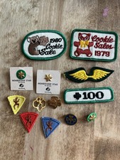 Girl Scout Patches and Pins Set, 1970s-1980s Vintage 13 Piece Lot picture