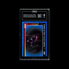 2025 Topps Chrome Marvel Deadpool Den of Rebels #77 Blue Mini-Diamond /125 TAG 9 picture