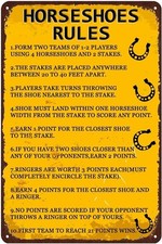 Horseshoes Rules Vintage Tin Metal Signs Home Décor First Team To Reach 21 Point picture