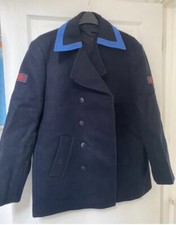 Vintage BRITISH RAIL OVER COAT Railman Blue Pipping Railway picture