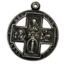 WWII Sea Air Land USA St. Christopher St. Joseph Sterling Silver Medal Pendant picture