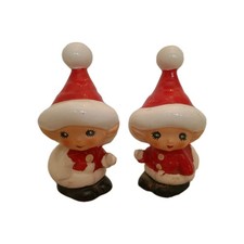 Vintage Lefton Santakins Elf Pixies, 1950s MCM Salt and Pepper Shakers Christmas picture