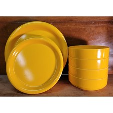 Vintage Ingrid LTD. Chicago - Yellow Melamine 11 Piece, 3 Plate, 4 Bowl, 4 salad picture
