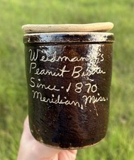 Vintage WEIDMANN'S PEANUT BUTTER- MERIDIAN, MISSISSIPPI southern stoneware crock picture