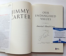 BECKETT Authenticated signed Jimmy Carter book - OUR ENDANGERED VALUES picture