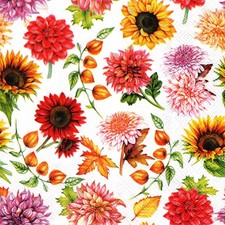 (2) Two Paper Lunch Napkins for Decoupage/Mixed Media - Autumn Blooming flowers picture