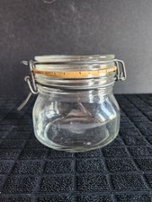 Vintage Clear Glass Airtight Storage Canister by Ermetico F.V. Control Italy  picture