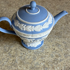 Blue & White Wedge Wood Miniature Tea Pot/ Ornament picture