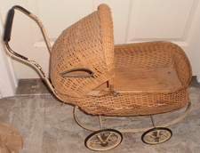 Antique Victorian 1900's Wicker Baby Doll Carriage 10