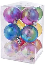 60mm Clear Iridescent Plastic Ball Ornaments Set of 12 by Kurt S Adler picture