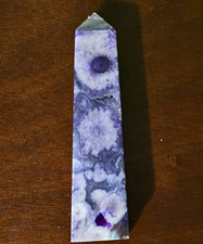 Purple Agate Stone Tower Point Obelisk 6.5 Inches and 15.6 Oz. W/Druzies. picture