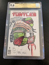 CGC 9.6 TMNT#1 IDW Camron Johnson 1 of 1 Cover Sketch ART & Authentic Autograph  picture