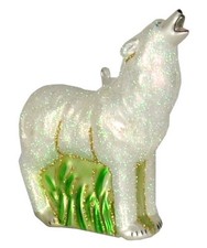 Hand Blown Glass Cobane Howling Artic Wolf Ornament Cobane 394 picture