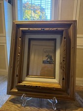 Vtg Wooden frame with gold ornament, 12 1/2 X 14 1/2 Photo 7 X 5 Mexico picture