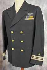 WW2 Navy Pilot Officers Blue Jacket. 1/2 Ribbons Bullion Wings Pacific War WWII picture