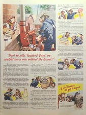 Borden's Dairy Products Farming War Workers Elmer Elsie Vintage Print Ad 1943 picture