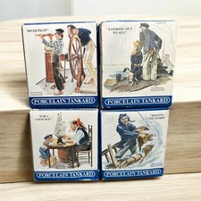4 Vtg NORMAN ROCKWELL CERAMIC MUGS Seafarers Collection LONG JOHN SILVERS NlB picture