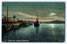 c1910 Ship Sailing Hamilton Harbour Bermuda Antique Unposted Postcard picture