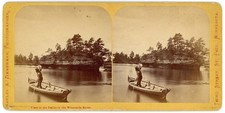 WISCONSIN DELLS STEREOVIEW - Boater on River - CA Zimmerman 1870s picture