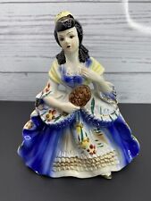 VINTAGE Japan JAPANESE CERAMIC YOUNG LADY SITTING  FIGURINE 9” picture